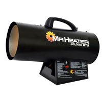 Mr. Heater F271350 Forced Air Gas Heater, 20 lb Fuel Tank, Propane, 38000 Btu, 950 sq-ft Heating Are