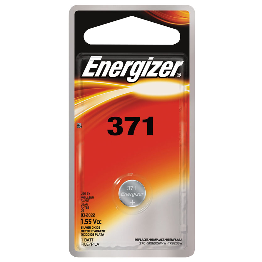 Energizer 371BPZ Coin Cell Battery, 1.5 V Battery, 34 mAh, 371 Battery, Silver Oxide - 6 Pack