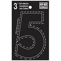 HY-KO 30400 Series 30405 Die-Cut Number, Character: 5, 3 in H Character, Black Character, Vinyl - 10 Pack