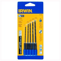 IRWIN 4935642 Drill Bit Set, Heavy-Duty, Jobber Length, 5-Piece, Steel, Black Oxide