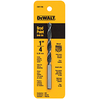 DeWALT DW1706 Drill Bit, 1/4 in Dia, 4 in OAL, Wood Bit, Twist Flute, 1/4 in Dia Shank, Straight Sha