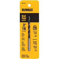 DeWALT DW1704 Drill Bit, 3/16 in Dia, 2-3/4 in OAL, Wood Bit, Twist Flute, 3/16 in Dia Shank, Straig
