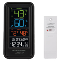 La Crosse S82967 Weather Station, Battery, 32 to 99 deg F Indoor,-40 to 140 deg F Outdoor, 10 to 99