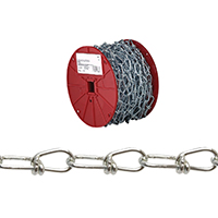 Campbell PA072-2027N Double Loop Chain, #2/0, 125 ft L, 255 lb Working Load, Carbon Steel, Poly-Coat