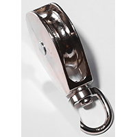 BARON 0173ZD-1 Single Rope Pulley, 1/4 in Rope, 1 in Sheave, Chrome