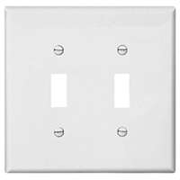 Eaton Wiring Devices PJ2W Mid-Size Wallplate, 2-Gang, Polycarbonate, White