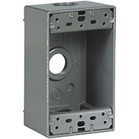 Eaton Wiring Devices 1113-SP Outlet Box, 3 -Outlet, 1 -Gang, Aluminum, Black, Powder-Coated, Wall Mo