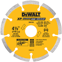 DeWALT DW4740 Circular Saw Blade, 4-1/2 in Dia, 5/8 in Arbor, Diamond Cutting Edge, Applicable Mater