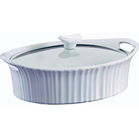 Corningware 1105935 Casserole Dish with Lid, 2.5 qt Capacity, Stoneware, French White, Dishwasher Sa - 2 Pack