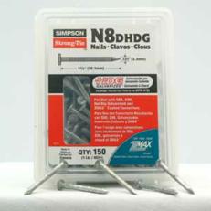 Simpson Strong-Tie Strong-Drive N8DHDG-R Connector Nail, 1-1/2 in L, 10 ga, Full, Round, Smooth Head - 12 Pack