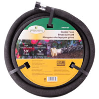 Landscapers Select HOSE-50-B-53L Soaker Hose, 50 ft L, Brass Male and Female Couplings, Rubber, Blac