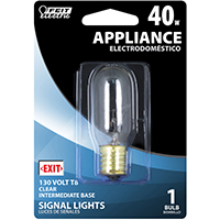 Feit Electric BP40T8N-130 Incandescent Lamp, 40 W, T8 Lamp, Intermediate E17 Lamp Base, 340 Lumens