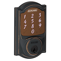 Schlage BE479 CAM 716 Electronic Deadbolt, 2 Grade, Aged Bronze, 1-3/8 to 1-3/4 in Thick Door