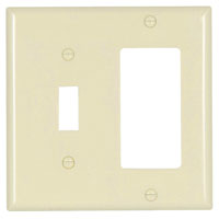 Eaton Wiring Devices 2153LA-BOX Combination Wallplate, 4-1/2 in L, 4-9/16 in W, 2 -Gang, Thermoset,