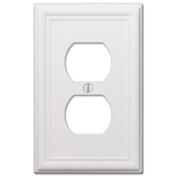 Amerelle 149DW Receptacle Wallplate, 5 in L, 2-7/8 in W, 1 -Gang, Steel, White, Screw Mounting - 4 Pack