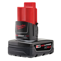 Milwaukee M12 Series 48-11-2460 Rechargeable Battery Pack, 12 V Battery, 6 Ah