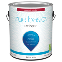 Valspar True Basics 24520 Series 080.0024520.007 Interior Paint, Eggshell, White, 1 gal - 4 Pack