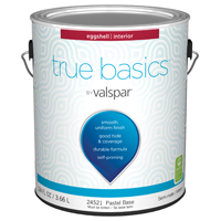 Valspar True Basics 24520 Series 080.0024521.007 Interior Paint, Eggshell, Pastel Base, 1 gal - 4 Pack