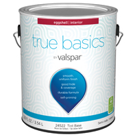 Valspar True Basics 24520 Series 080.0024522.007 Interior Paint, Eggshell, Tint Base, 1 gal - 4 Pack