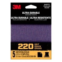 3M 27366 Clip-On Sheet, 3 in W, 3 in L, 220 Grit, Medium, Aluminum Oxide/Ceramic Abrasive, Cloth Bac