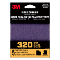 3M 27365 Clip-On Sheet, 3 in W, 3 in L, 320 Grit, Medium, Aluminum Oxide/Ceramic Abrasive, Cloth Bac
