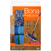 Bona AX0003496 Cleaning and Dusting Pad Pack, 15 in L, 4 in W, Microfiber Cloth