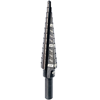 Milwaukee 48-89-9201 Step Drill Bit, 1/8 to 1/2 in Dia, 3-7/64 in OAL, Stepped Dill Bit, 2-Flute, 1/