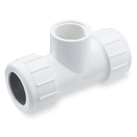 NDS CRT-0750-T Pipe Tee, 1/2 x 3/4 in, Compression x FNPT, PVC, White, SCH 40 Schedule, 150 psi Pres