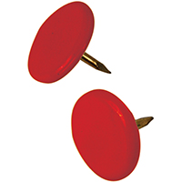 HILLMAN 122673 Thumb Tack, 15/64 in Shank, Steel, Painted, Red, Cap Head, Sharp Point - 6 Pack