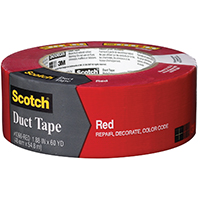 Scotch 3960-RD Duct Tape, 60 yd L, 1.88 in W, Red