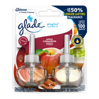 Glade PlugIns 13074 Scented Oil Refill, 0.67 oz Pack, Apple Cinnamon, 30-Day Freshness