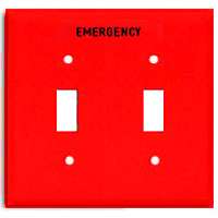 Eaton Wiring Devices PJ2EMRD Emergency Wallplate, 4-7/8 in L, 4.94 in W, 2 -Gang, Polycarbonate, Red