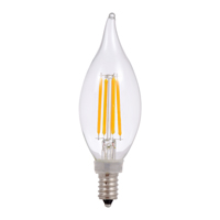 Sylvania 40206 LED Bulb, Decorative, B10 Flame Tip Lamp, 60 W Equivalent, E12 Lamp Base, Dimmable, S