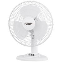 PowerZone FT-40 Oscillating Table Fan, 120 V, 16 in Dia Blade, 3-Blade, 3-Speed, 72 in L Cord, White