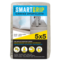 Trimaco Smart Grip 85435 Drop Cloth, 5 ft L, 5 ft W, Canvas, Beige/Cream