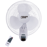PowerZone FTW-40 Wall-Mount Fan, 120 V, 16 in Dia Blade, 3-Blade, Plastic Blade, 3-Speed, White
