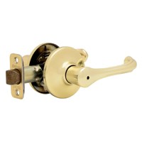 Kwikset 300DNL 3 CP RCL Privacy Lever, 3-3/4 in L Lever, Polished Brass