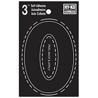 HY-KO 30400 Series 30410 Die-Cut Number, Character: 0, 3 in H Character, Black Character, Vinyl - 10 Pack