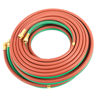 Forney 86165 Welder Torch Hose, 1/4 in ID, 50 ft L, 9/16-18 Thread, Rubber, Green/Red