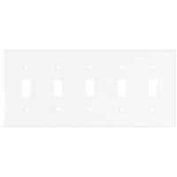 Arrow Hart 2155W-BOX Wallplate, 4-1/2 in L, 10 in W, 5-Gang, Thermoset, White