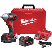 Milwaukee 2658-22 Impact Wrench Kit, Battery Included, 18 V, 3 Ah, 3/8 in Drive, Square Drive, 0 to