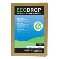 Trimaco ECODROP 02101 Drop Cloth, 12 ft L, 9 ft W, Paper, Tan