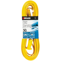 Woods 0592 Extension Cord, 16 AWG Cable, 50 ft L, 13 A, 125 V, Yellow