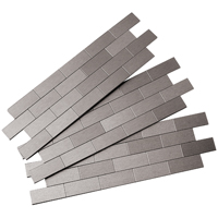 ASPECT A9550 Wall Tile, 12 in L, 4 in W, 1/8 in Thick, Aluminum/Polymer, Brushed Stainless Steel - 5 Pack