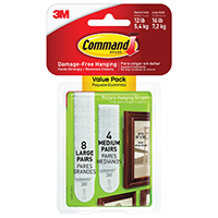 Command 17209ES Picture Hanging Strip, White - 4 Pack