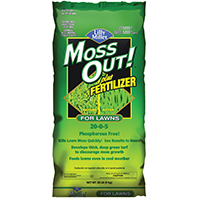 Moss Out! 100508946 Lawn Fertilizer, Solid, Black/Gray, 20 lb Bag