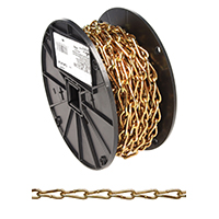 Campbell 0723167 Twist Link Coil Chain, #3, 50 ft L, 240 lb Working Load, Steel, Brass