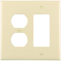 Eaton Wiring Devices PJ826A Combination Wallplate, 4-7/8 in L, 4-15/16 in W, 2 -Gang, Polycarbonate, - 20 Pack