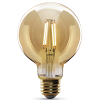 Feit Electric G25/VG/LED Filament LED Bulb, Decorative, Globe, G25 Lamp, 60 W Equivalent, E26 Lamp B - 4 Pack