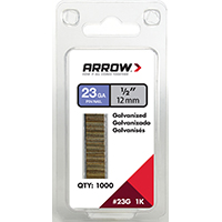 Arrow 23G12-1K Pin Nail, 1/2 in L, 23 Gauge, Galvanized Steel, Round Shank